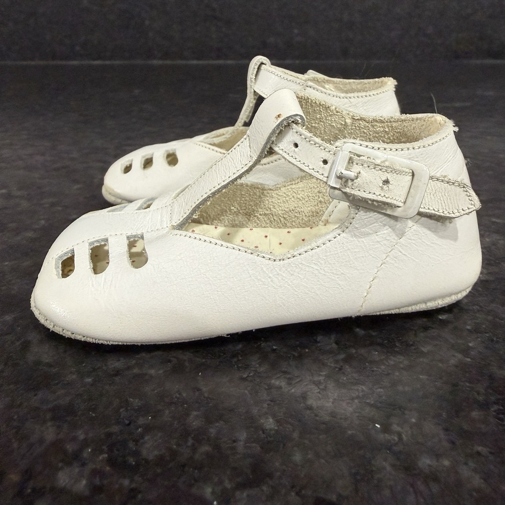 Mrs Days Ideal Baby Shoes Vintage 1960's T-Strap White Size 0 With Original Box - Picture 3 of 16
